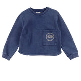 Loud Apparel Brother Sweater Front Pocket Blue Depth Marble Dye