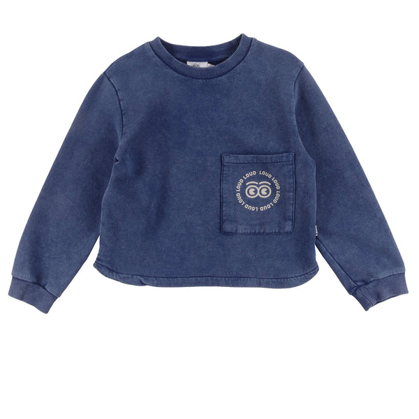 Loud Apparel Brother Sweater Front Pocket Blue Depth Marble Dye