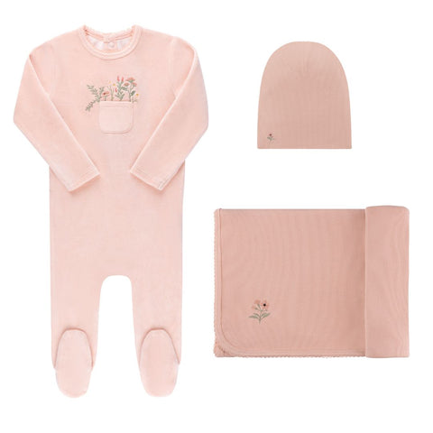 Ely’s & Co Velour Pocket Full of Flowers Collection - Pink - Lounge Set