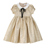 Coco Blanc Jaquard Dress Gold