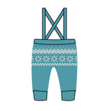 Piupiuchick Jacquard Baby Trousers W/ Straps | Turquoise