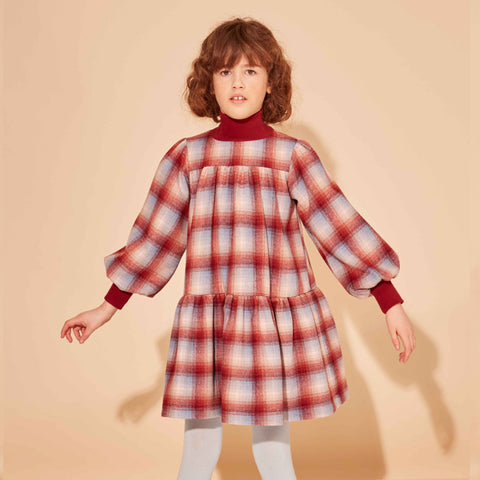 The Middle Daughter Word Of Mouth Cranberry & Blue Moon Check Dress