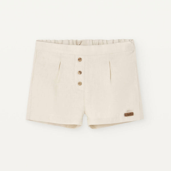 Popelin Off-White Linen Chino-Style Shorts
