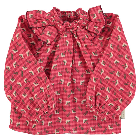 Piupiuchick Blouse | Pink Checkered W/ Flowers