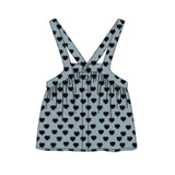 Piupiuchick Knee-Lenght Dress W/ Straps | Washed Blue Denim W/ Black Hearts