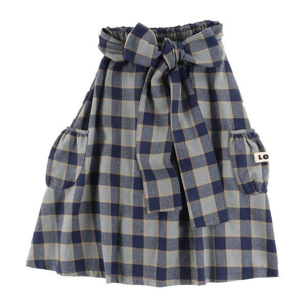 Loud Apparel Friendly Skirt Midi Check Indigo