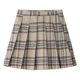 Coco Blanc Pleated Plaid Skirt Blue Plaid