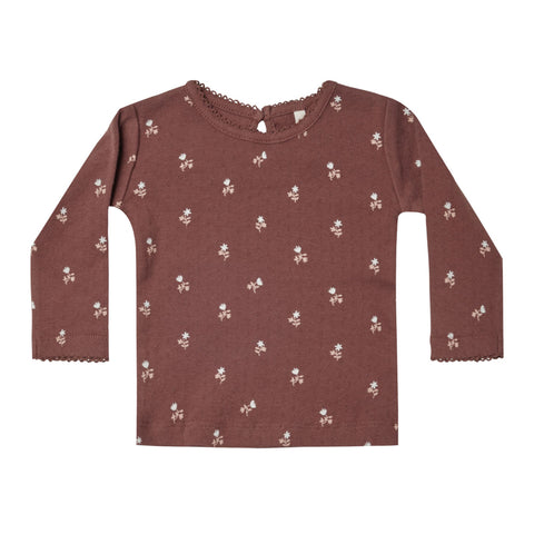 Quincy Mae Pointelle Long Sleeve Tee || Plum Fleur