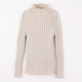 Popelin Sand Funnel Collar Ribbed Jersey