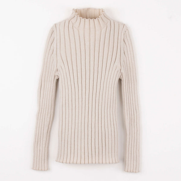 Popelin Sand Funnel Collar Ribbed Jersey
