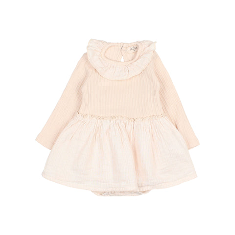 Buho BB Lurex Combi Dress Cream Pink