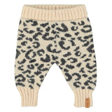 Piupiuchick Knitted Baby Leggings | Light Pink W/ Black Animal Print