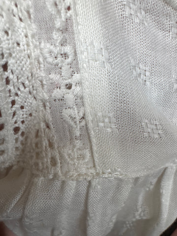 Tocoto Vintage Long Embroidered Cotton Dress Off White