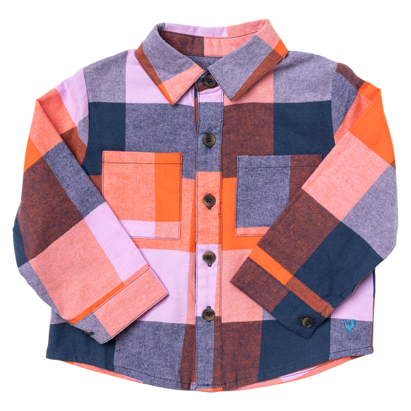 Pink Chicken Boys Jack Shirt - Navy Orange Check