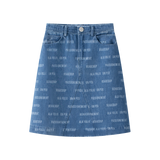 Coco Blanc Printed Blue Denim Skirt