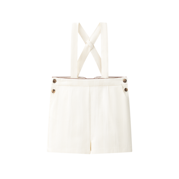 Coco Blanc Cream Suspender Shorts
