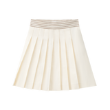 Coco Blanc Cream Pleated Skirt With Stripe Waist