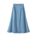 Coco Blanc Blue Denim Stitched Skirt