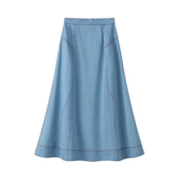 Coco Blanc Blue Denim Stitched Skirt