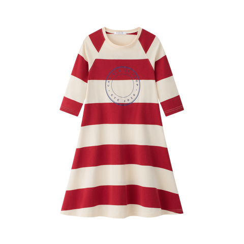 Coco Blanc Red Striped A-line Dress