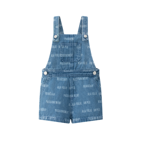 Coco Blanc Printed Blue Denim Overalls