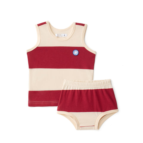 Coco Blanc Red Striped Bloomer Set