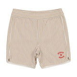 Coco Blanc Striped Biker Shorts Tan Striped