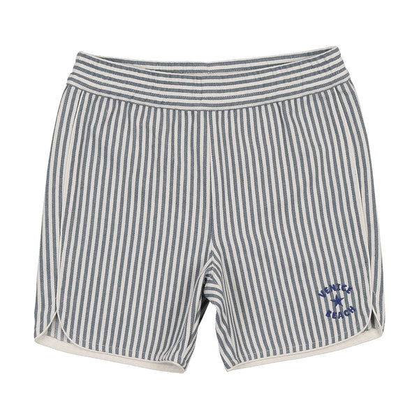 Coco Blanc Striped Biker Shorts Blue Striped