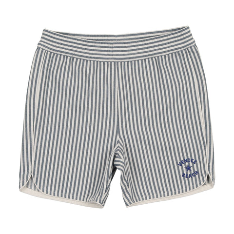 Coco Blanc Striped Biker Shorts Blue Striped