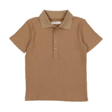 Coco Blanc Ribbed Boys Polo Collar Camel