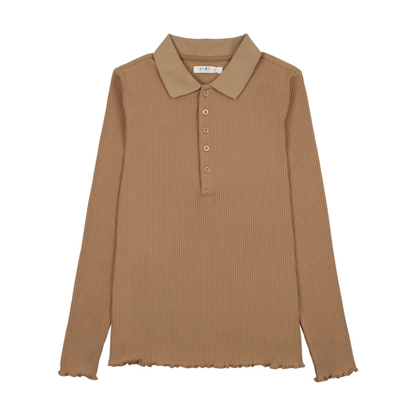 Coco Blanc Ribbed Polo Camel