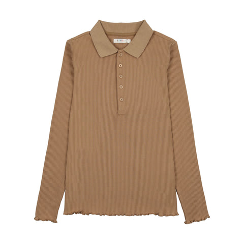 Coco Blanc Ribbed Polo Camel