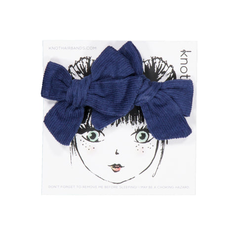 Knot Hairbands corduroy mini bow set blue jay