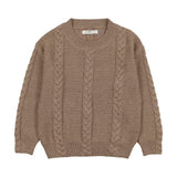 Coco Blanc Cabled Crew Sweater Mocha