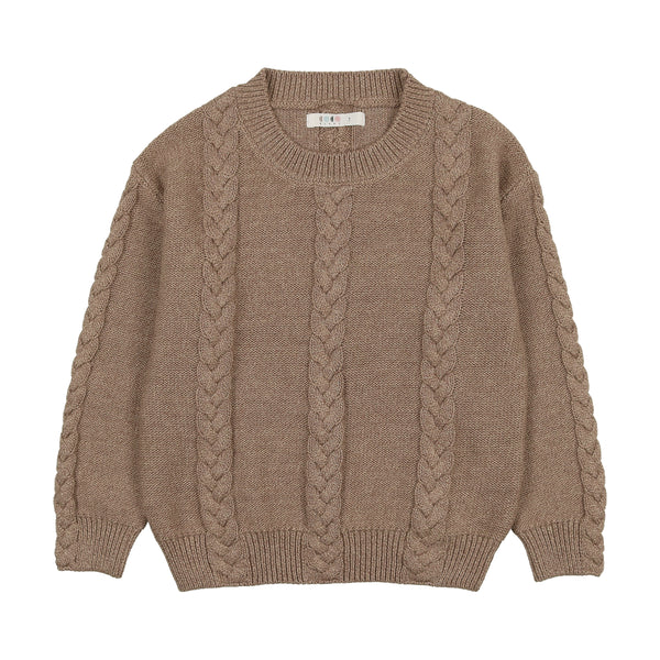 Coco Blanc Cabled Crew Sweater Mocha