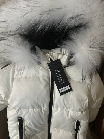 SCOTCH BONNET Baby Classic Puffer Sand And Black fur 2