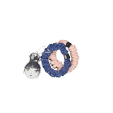 Knot Hairbands fern velvet scrunchie set blue jay + flamingo pink