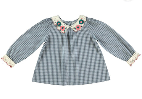 Bebe Organic Rhea Blouse Blue Check