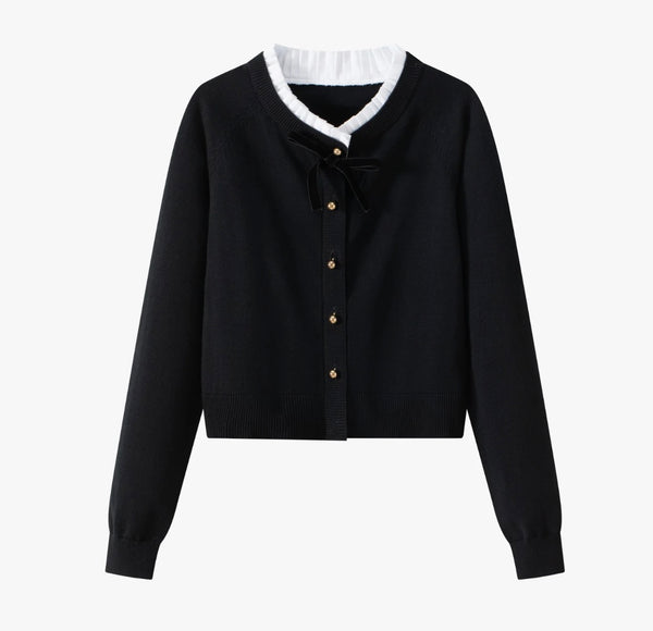 Coco Blanc Cardigan With Ribbon Black