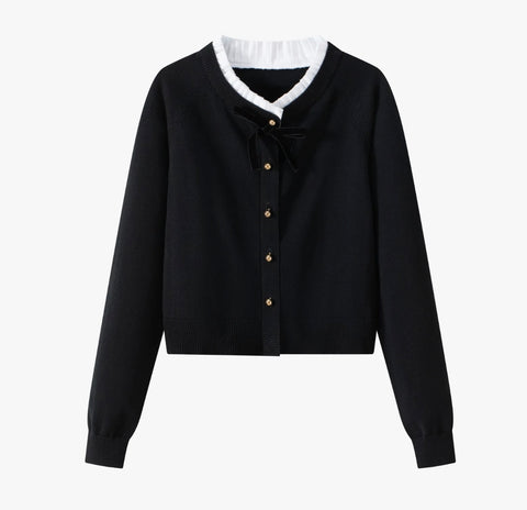 Coco Blanc Cardigan With Ribbon Black