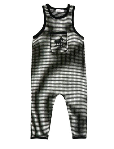 Coco Blanc Long Knit Romper Black/White