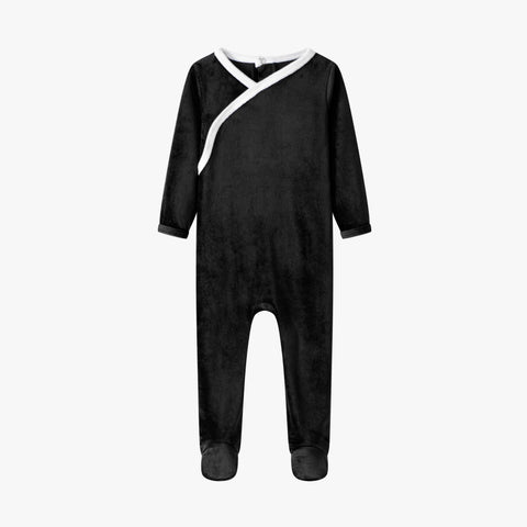 Coco Blanc Velour Footie Black