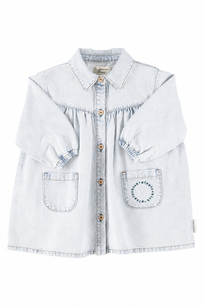 Piupiuchick Short Dress | Fadded Light Blue Denim
