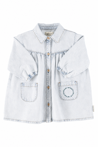 Piupiuchick Short Dress | Fadded Light Blue Denim
