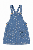 Piupiuchick Knee-Lenght Dress W/ Straps | Washed Navy Denim W/ Stars