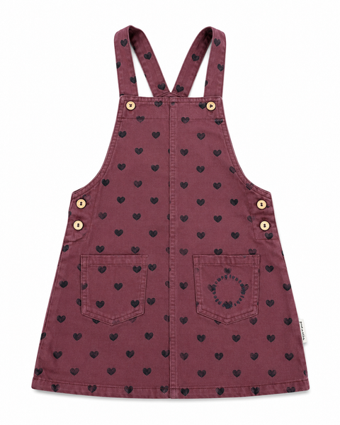 Piupiuchick Knee-Lenght Dress W/ Straps | Pink W/ Black Hearts