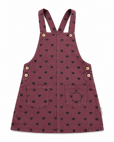 Piupiuchick Knee-Lenght Dress W/ Straps | Pink W/ Black Hearts