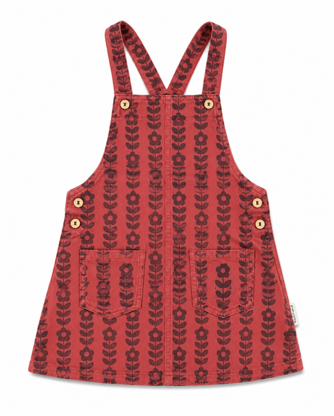 Piupiuchick Knee-Lenght Dress W/ Straps | Bordeaux W/ Black Flowers