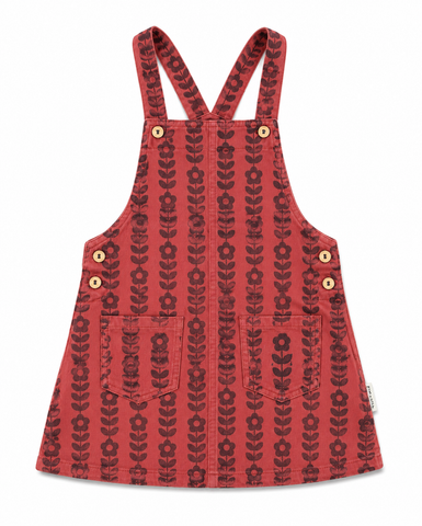 Piupiuchick Knee-Lenght Dress W/ Straps | Bordeaux W/ Black Flowers