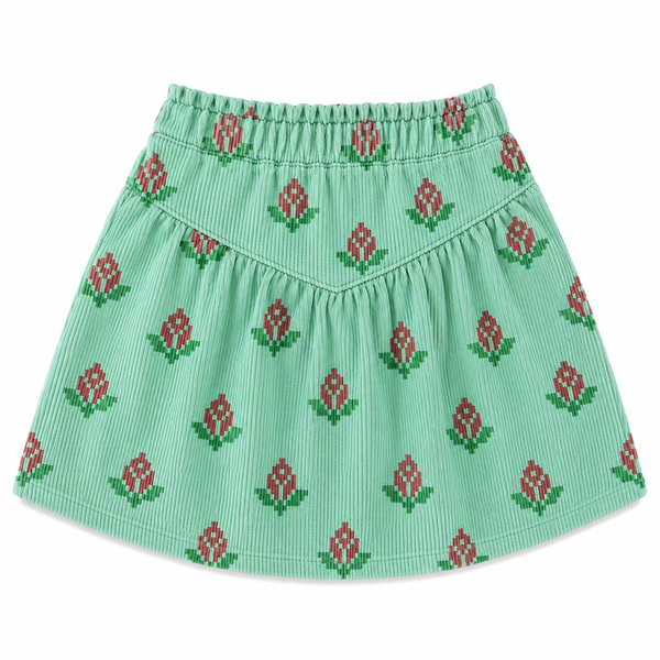 Piupiuchick Knee-Lenght Skirt | Green W/ Big Flowers